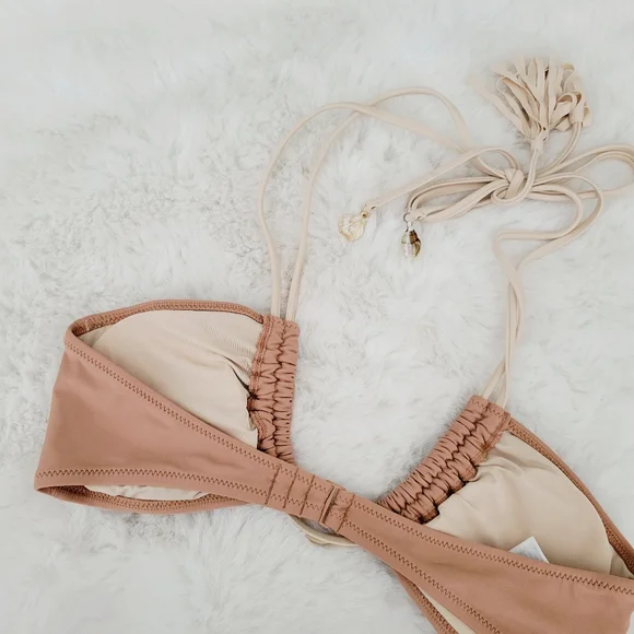 👒AERIE TASSEL HALTER BIKINI TOP SIZE S - Picture 5 of 7